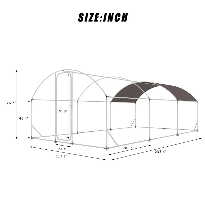Large Metal Chicken Coop Run 19.7x9.8x6.6ft Walkin Poultry Cage Yard Waterproof Cover Dome Roof Large Poultry Cage Hen House