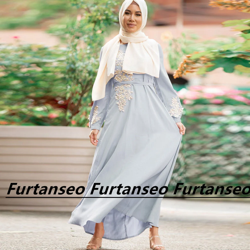 

Dubai Arab Prom Dresses Fashion Türkiye Muslim Decal High Neck A-Line Evening Dress Ankle-Length Back Zipper Vestidos 2023