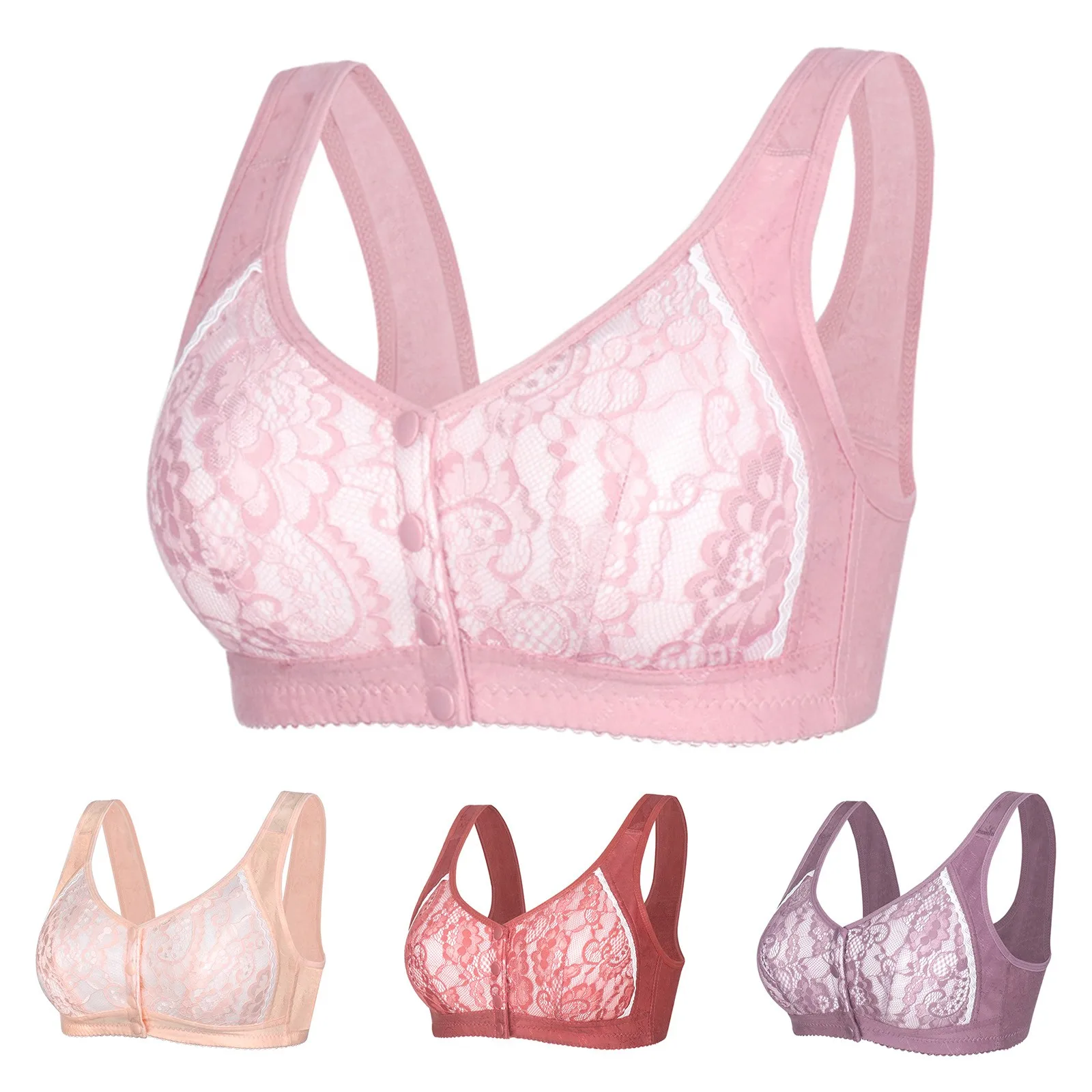 

Womens Underwear Front Buckle Embroidered Underwear Gathered Thin Cotton Cup Bra Light Sports Bras for Women Women Athletic