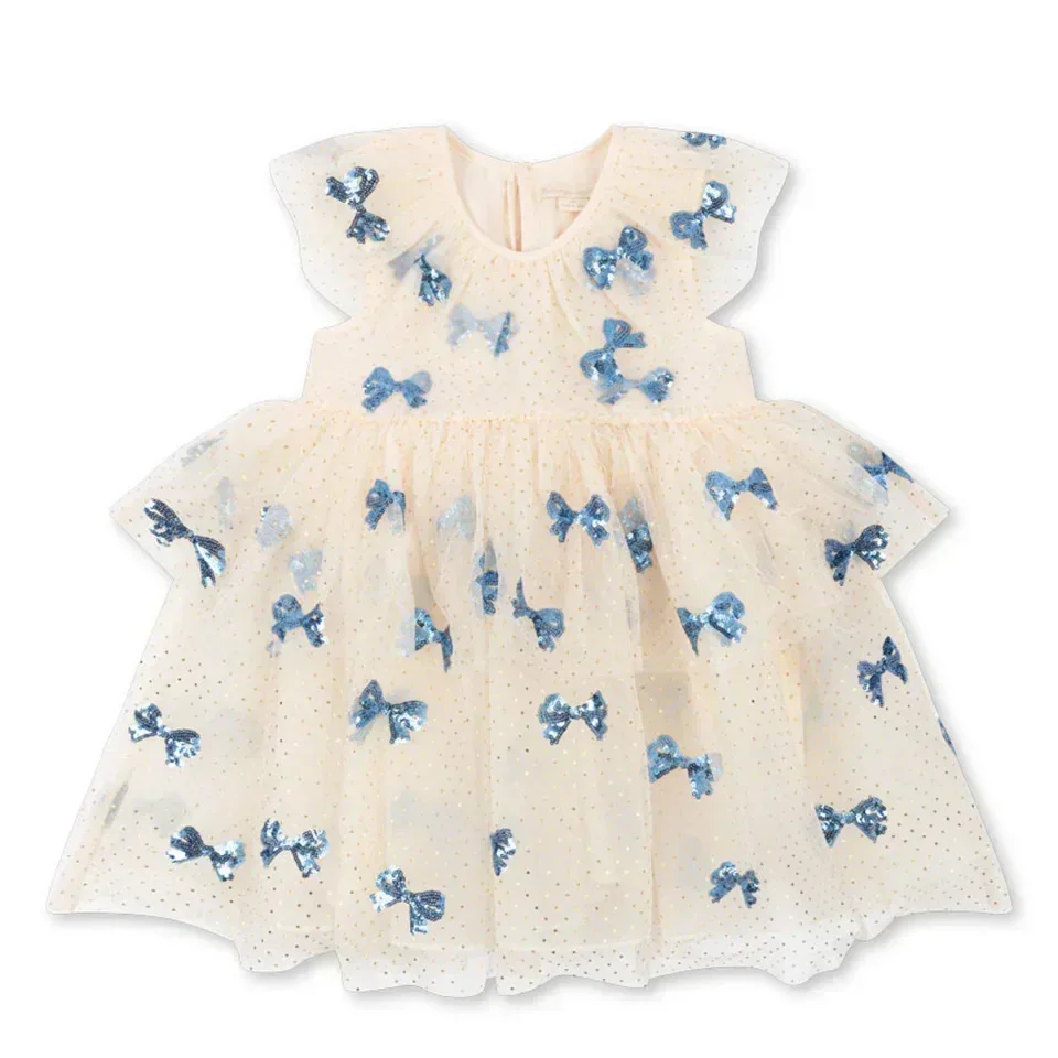 تنانير أطفال فستان شبكي بدون أكمام بفيونكة جديدة م...