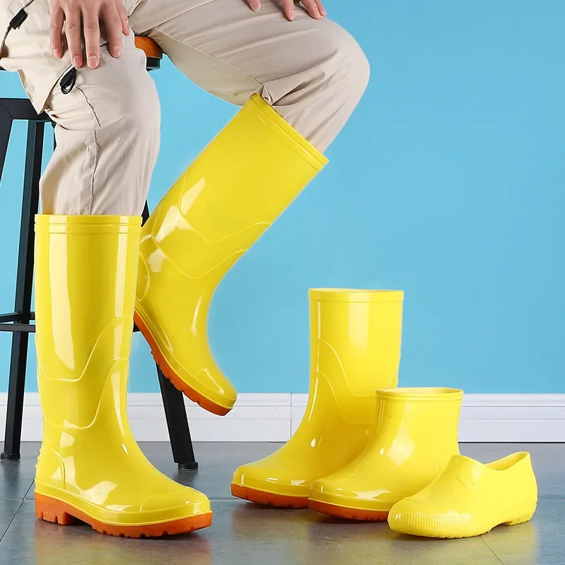 Yellow Food Boots Motorcycle Farm Work Shoes Kitchen Sanitation Rain Boots Tendon Sole