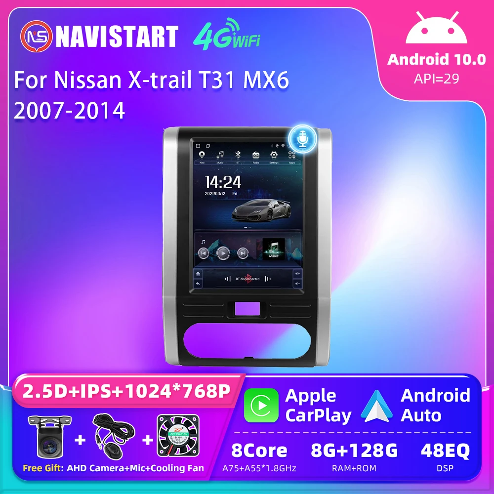 

NAVISTART For Nissan X-trail T31 MX6 2007-2014 Andriod 10 Car Radio For Tesla Vertical Screen Multimedia Player Navigation GPS