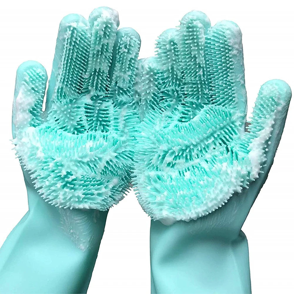 Guanti In Silicone Per Piatti – Morbidi, Riutilizzabili E Resistenti Al Calore (160°C) – Lunghi 33 Cm – Ideali Per Pulizia Cucina, Auto E Bagno – Colore Verde
