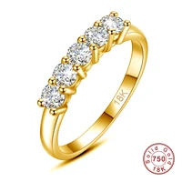 With Certficate Original Solid 18K Gold Moissanite Ring For Women 5 Stone AU 750 Luxury Jewelry With Stamp Engagement Gift Trend 1