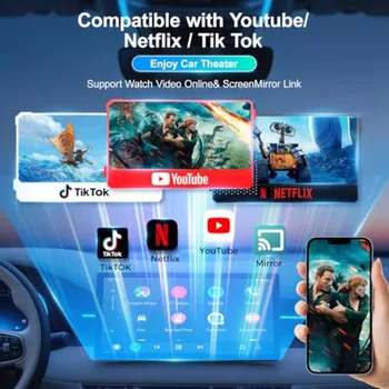 Wireless CarPlay Adapter for OEM Wired CarPlay/Android Auto Cars: ABS Plastic Black Plug-and-Play Netflix/YouTube Streaming wit 5