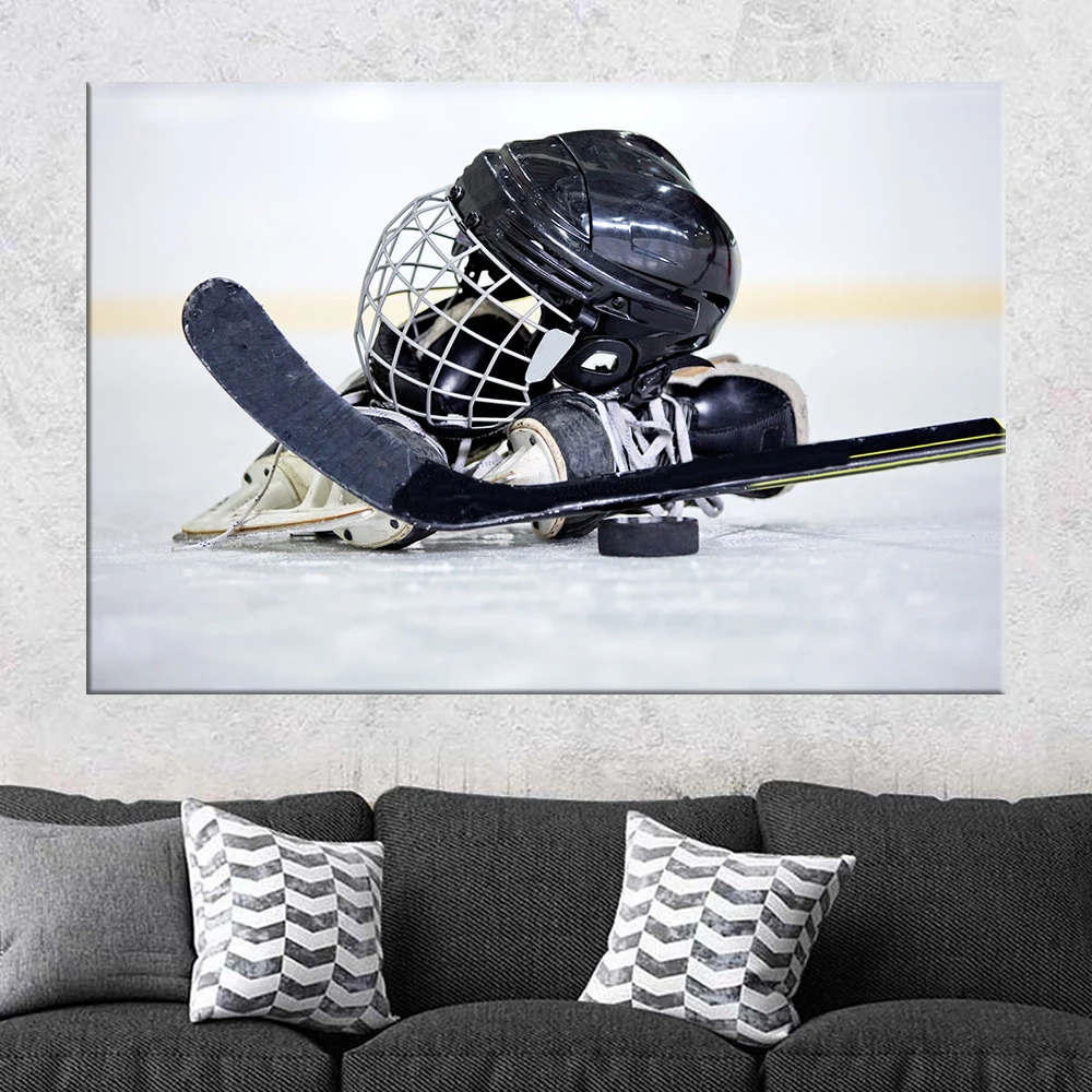 ModernStickonIceHockeyCanvasPaintingWinterSportPostersand