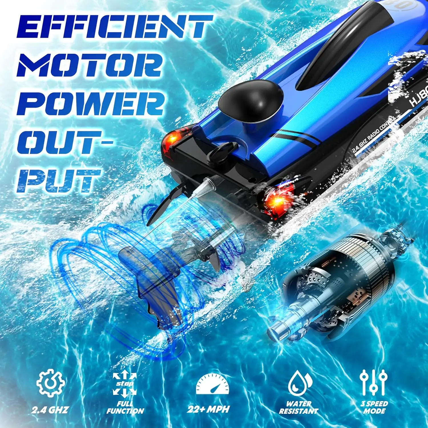 Hélice et gouvernail du bateau RC HJ808, détails techniques pour haute performance