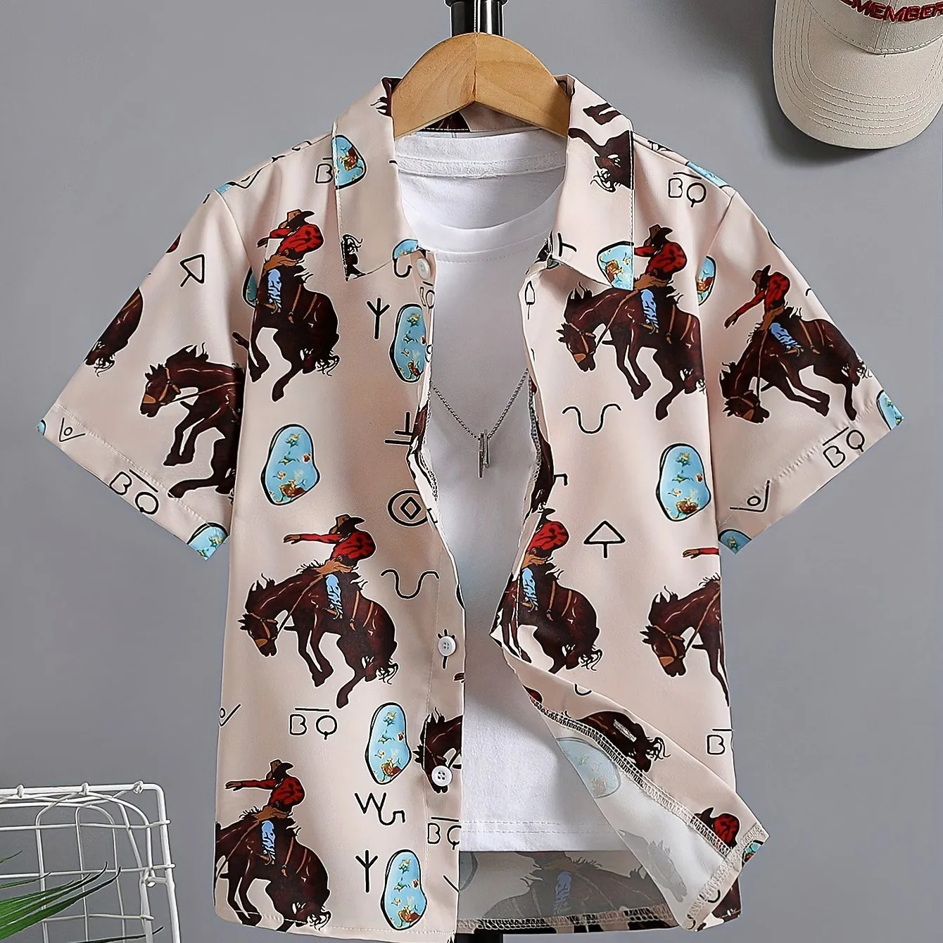 Kids Shirts Casual Loose Fit Shirt Kids Clothes Short Sleeve Cool Cozy Summer Beach for Boys And Girls Holiday Wear Children Blouses