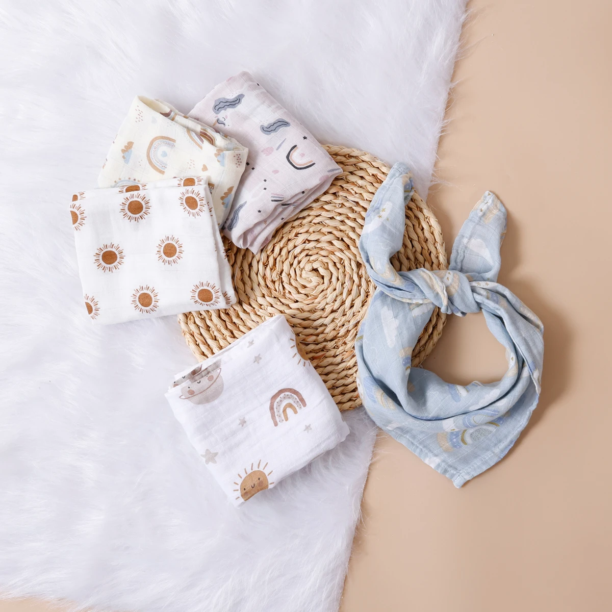 Baby Bib Cotton Bib Set Cotton Bib Security Blanket Kids Neckwear Kangobaby 5pcs Set Multifunctional Baby Muslin Bib Newborn Blanket Breathable Child Scarf 60x60cm