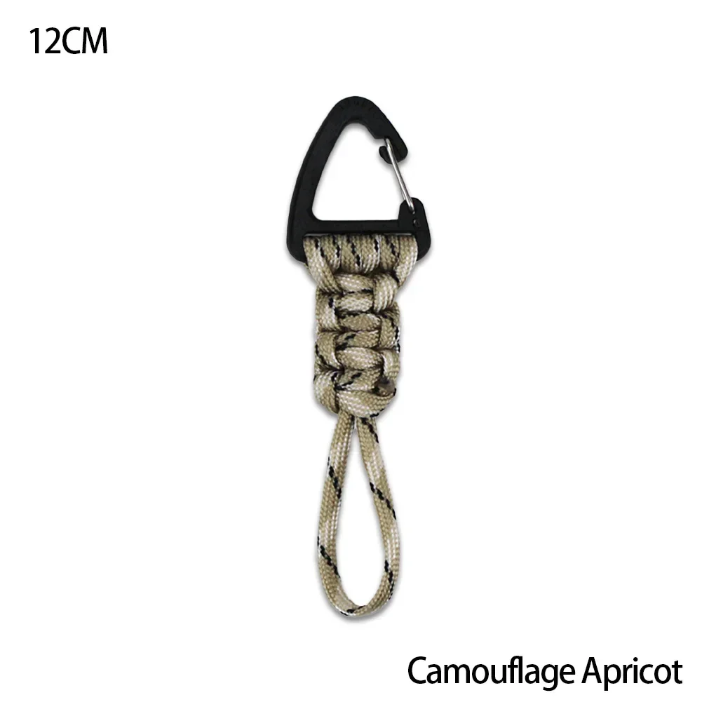Braided Nylon Paracord Keychain with Metal Triangle Buckle and Carabiner