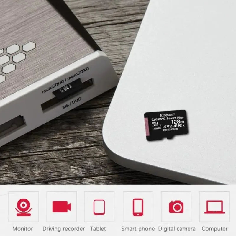Kingston 휴대폰용 메모리 카드, 마이크로 SD TF, 128GB, 32GB, 64GB, U1 V10 A1, 마이크로 SD, SDCS2, 100Mb, 읽기 속도 클래스 10 플래시