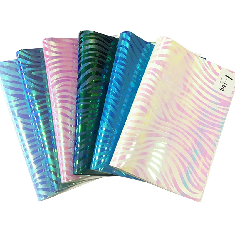 

Zebra Grain Texture Embossed PU Holographic synthetic leather Fabric Sheet for jewelry making 46*135cm