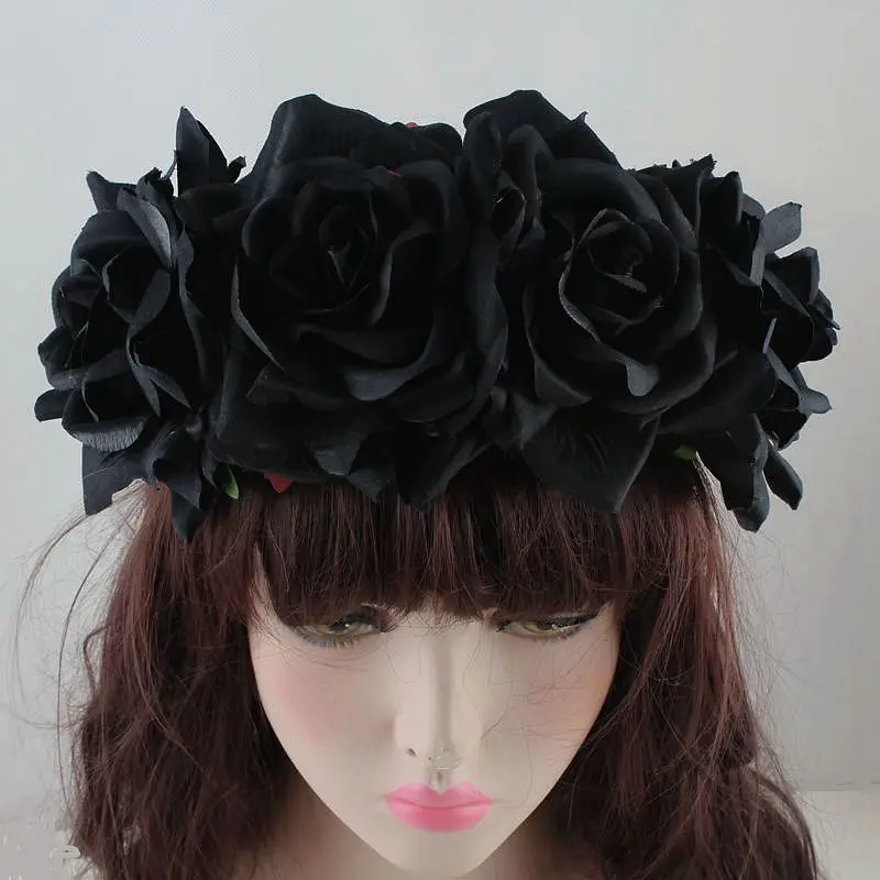 Halloween Rote Rose Haar Band hairhoop Cosplay Kostüm Party Flanell Blumen Krone Stirnband Festival Haar Girlande Hochzeit Headpie – Detail 28