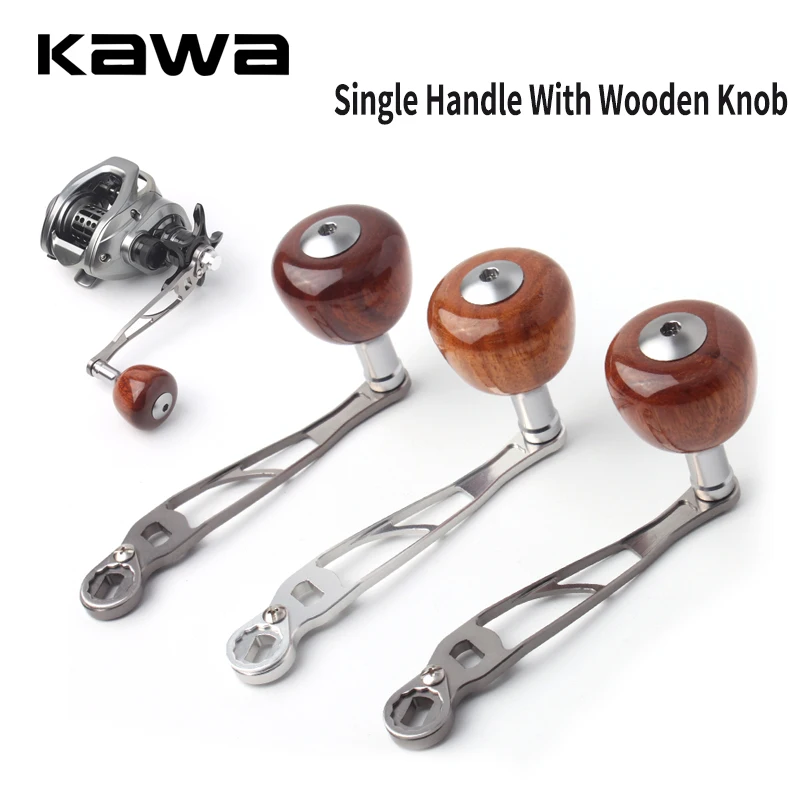 Kawa New Fishing Handle Metal And Wooden Materials Length 100mm For Shi/Da/A Bait Casting Fishing Reel Handle Accessory Knob DIY