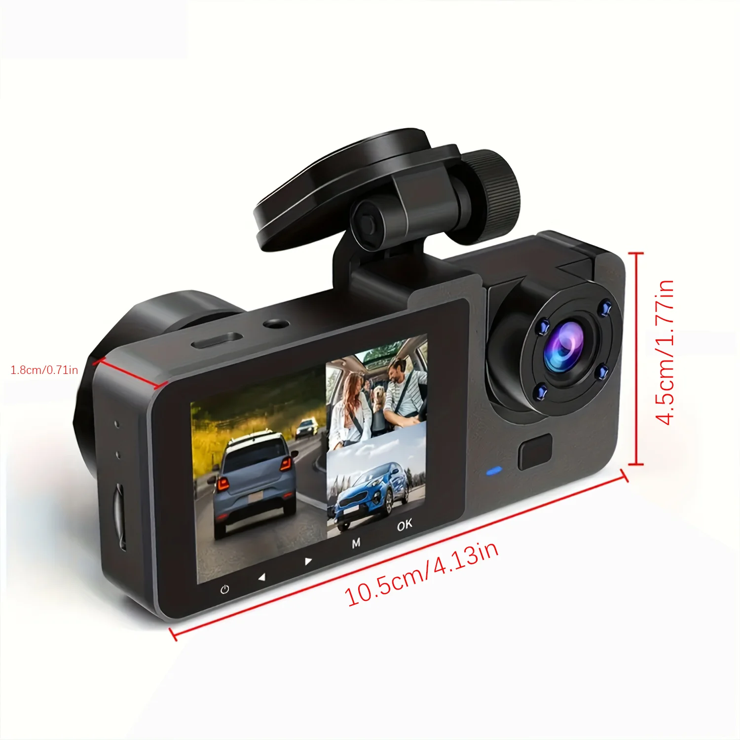 Three-lens high-definition 1080P car recorder, with 32G memory card option, capable of simultaneous recording