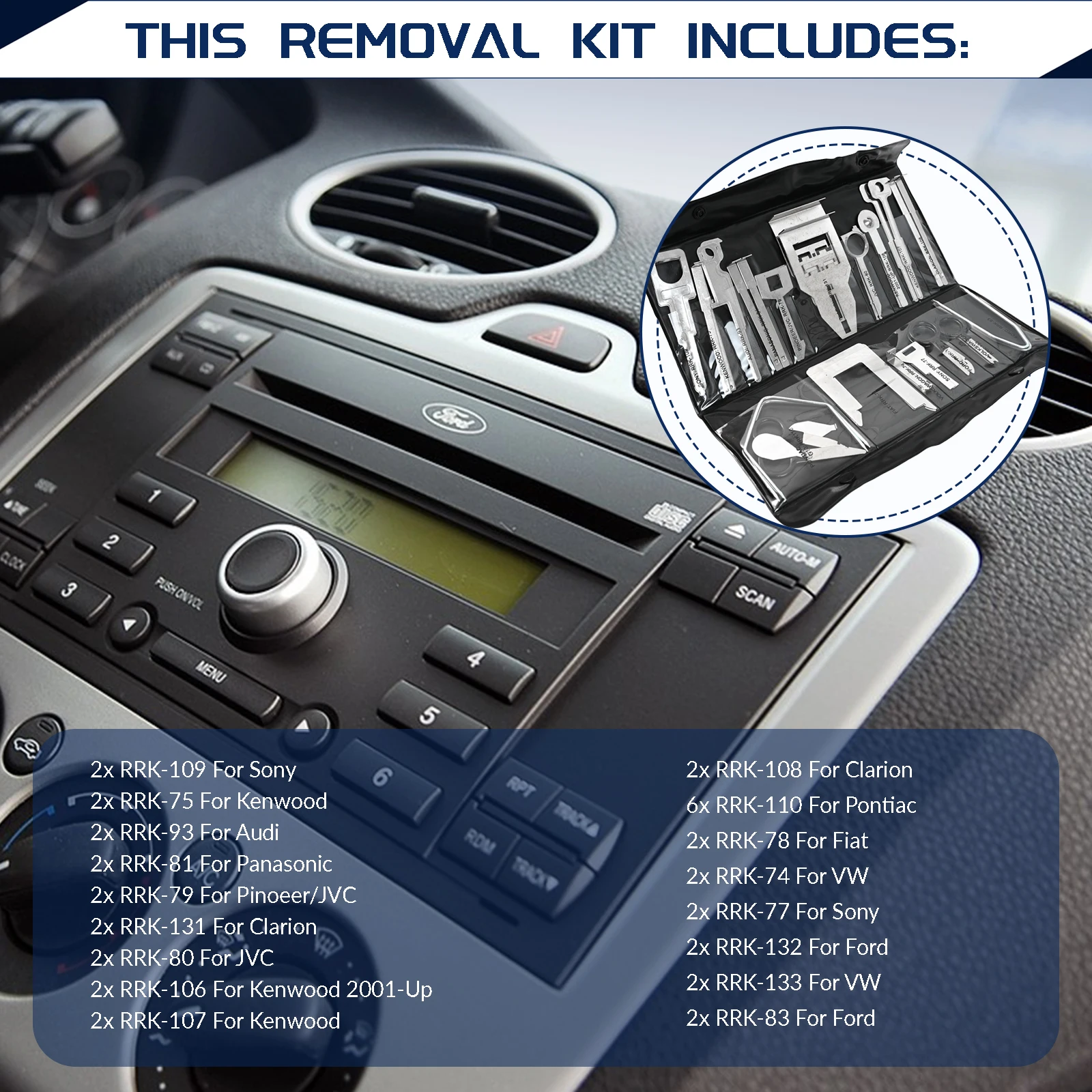 Chiavi Di Rimozione Per Autoradio Kenwood | 2 Pezzi | Strumento Per Svitare Radio DIN Con Slot Verticali - Foto 5