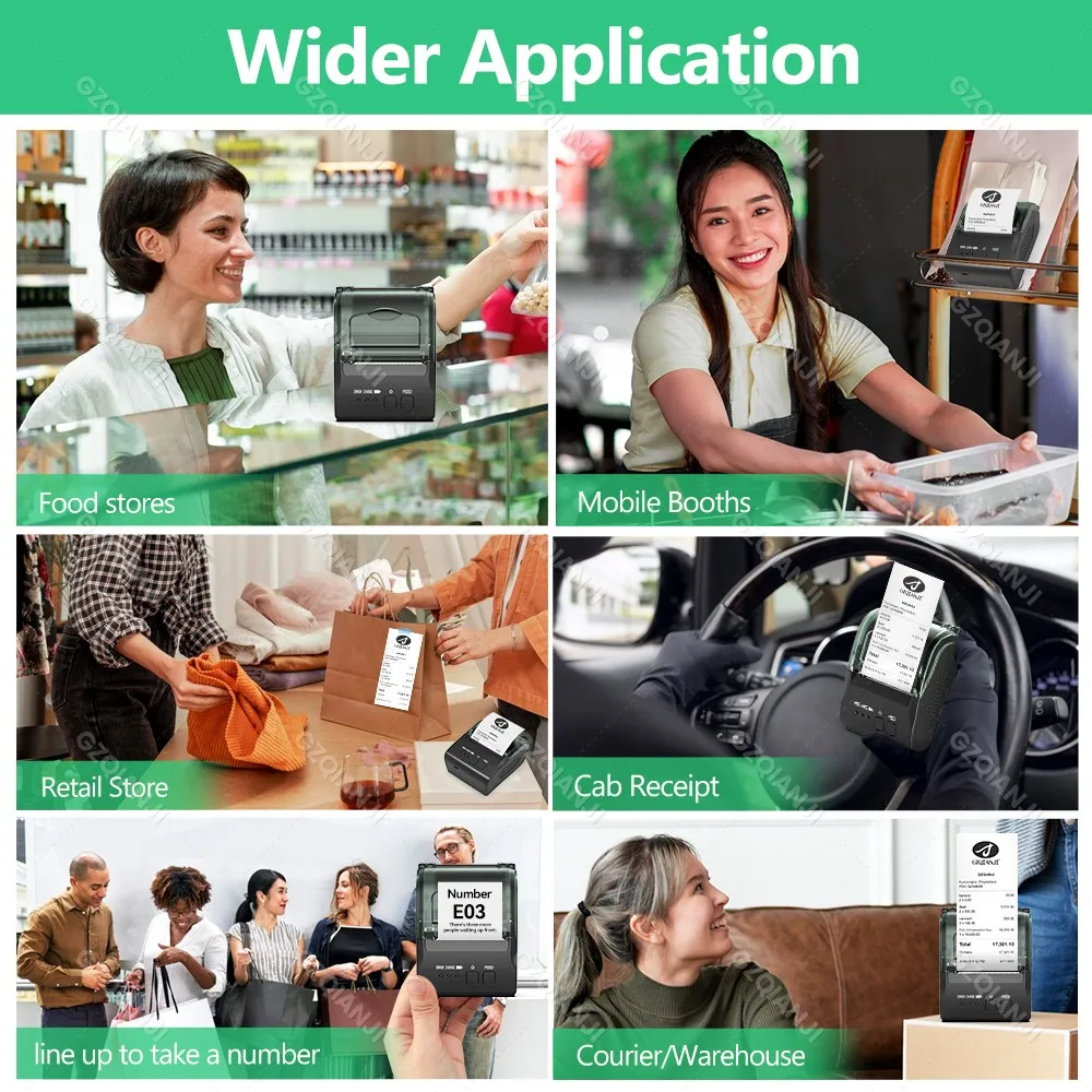 Bluetooth USB Thermal Receipt Ticket Bill POS Printer Mini Portable Mobile Print 58MM Machine Wireless Printing for Retail Store