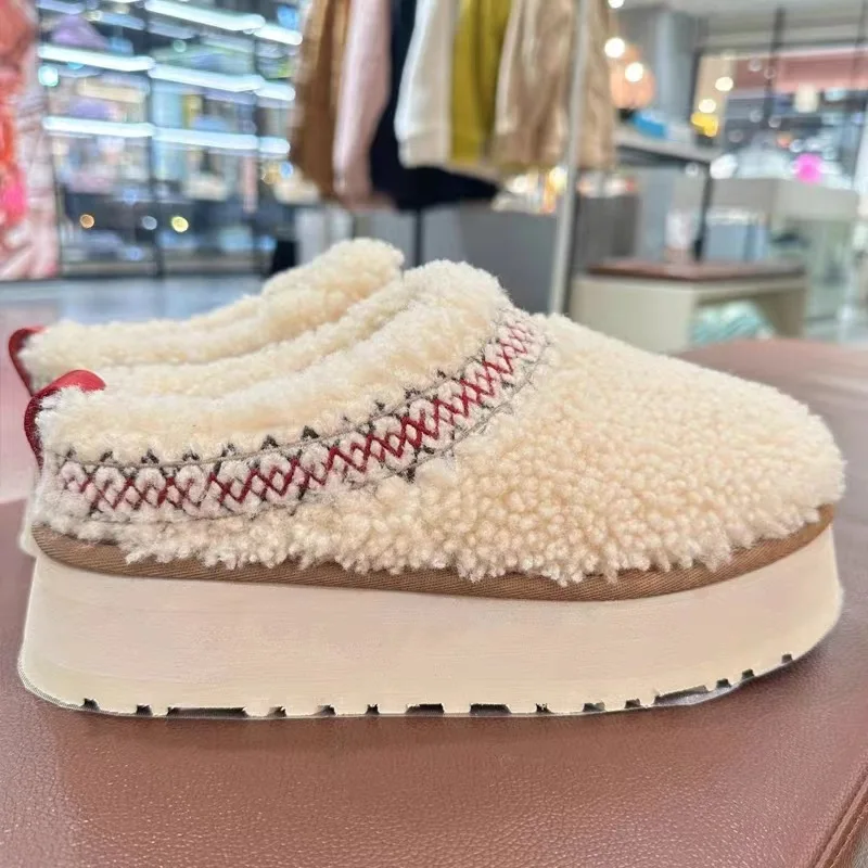 

New Thick-Soled Heightening Bag Head Fluffy Slippers Outer Wear Fleece Warm Non-Slip Cotton Slippers Casual Women's Shoes