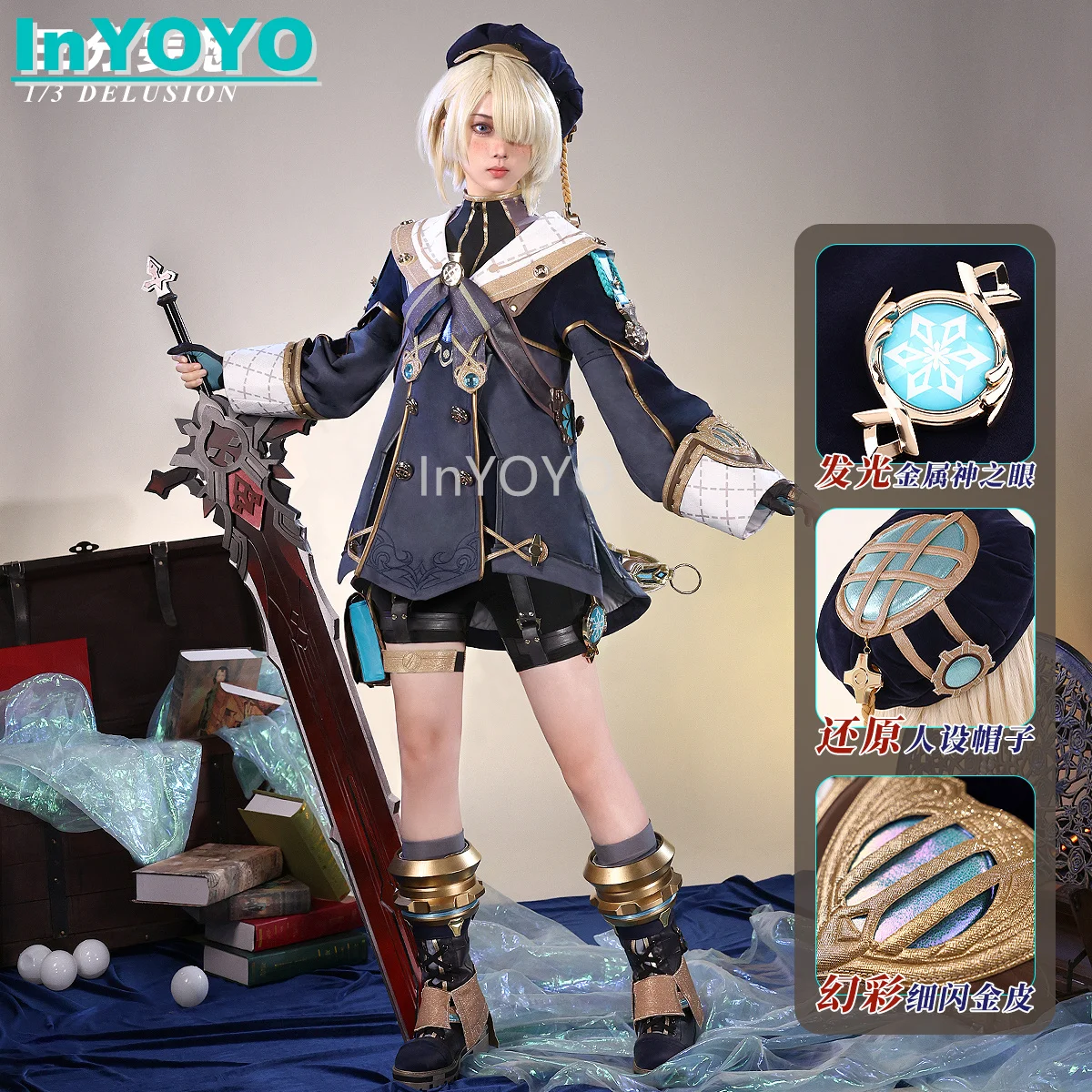 

InYOYO Freminet Cosplay Costume Genshin Impact Cosplay Game Suit Lovely Uniform Men Halloween Carnival Party RolePlay Outfit New