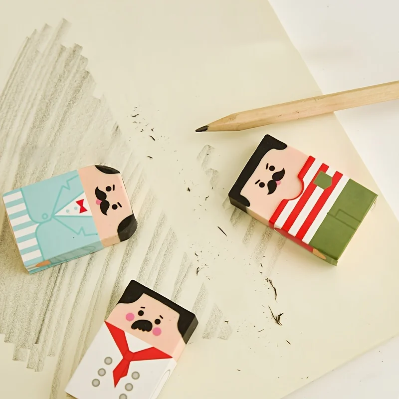 Pencil Eraser Eraser Pen Retractable Eraser Kneadable Eraser Eraser Refillable Pen Biscuit Eraser Plasticine Eraser MOHAMM 1/2/4/6 pcs Random Bald Eraser Smart Eraser Stay Up Late Bald Student Stationery