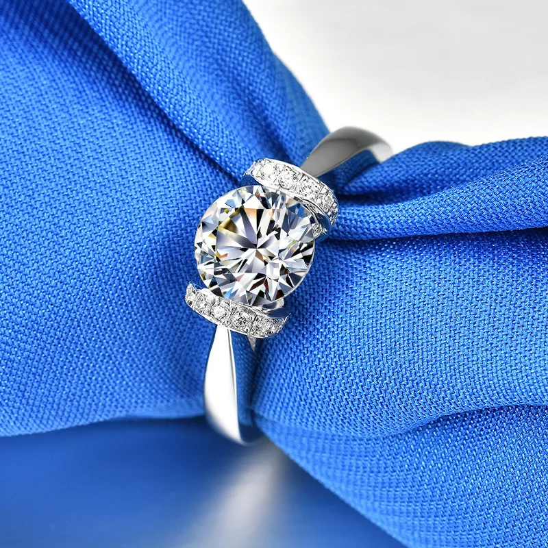 Sorpresa Brillante Auténtico Diamante Sólido 14K Oro Blanco Boda Compromiso Promesa Moda Pareja