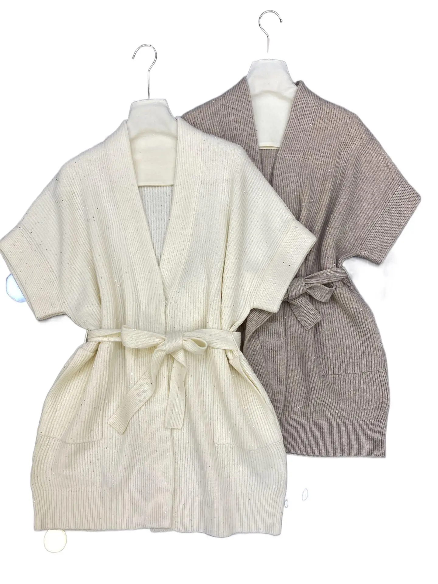 

2023 Women's Clothing Autumn Wool Belted Cardigan