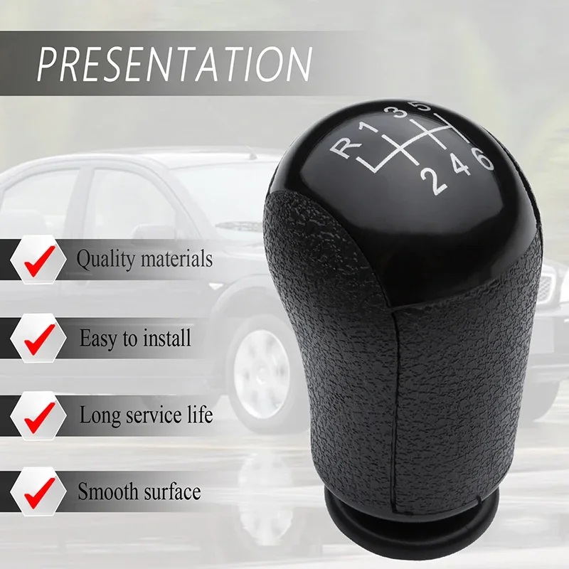 

6 Speed MT Car Gear Stick Shift Knob For Ford Focus Mondeo MK3 S-MAX C-MAX Mustang Galaxy Fiesta MK6 Transit Black Silver