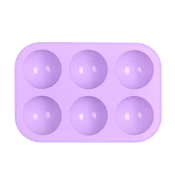 Silicone Semi-Sphere Baking Mold for 3D Chocolate, Cake, and Muffin Creations (Purple)