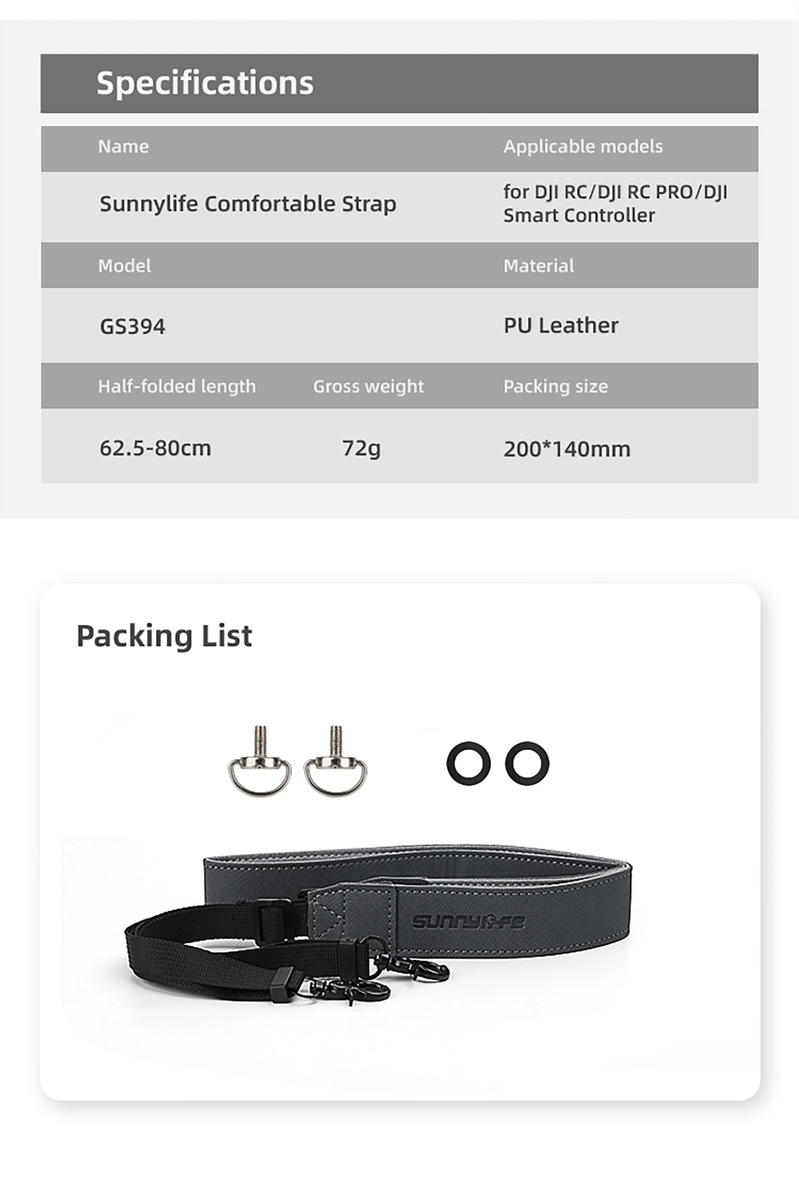 TEHAOUU Lanière Tour De Cou Pour DJI AIR3S/MINI 4PRO/RC N3 N2 - Accessoires De Transport Faciles, Noir