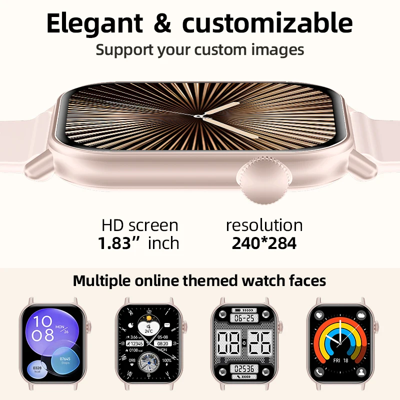 LIGE New Fashion Smart Watch Men Women 1.83" HD Voice Call Sport Fitness Bluetooth Smartwatch Ladies Bracelets Health Monitoring