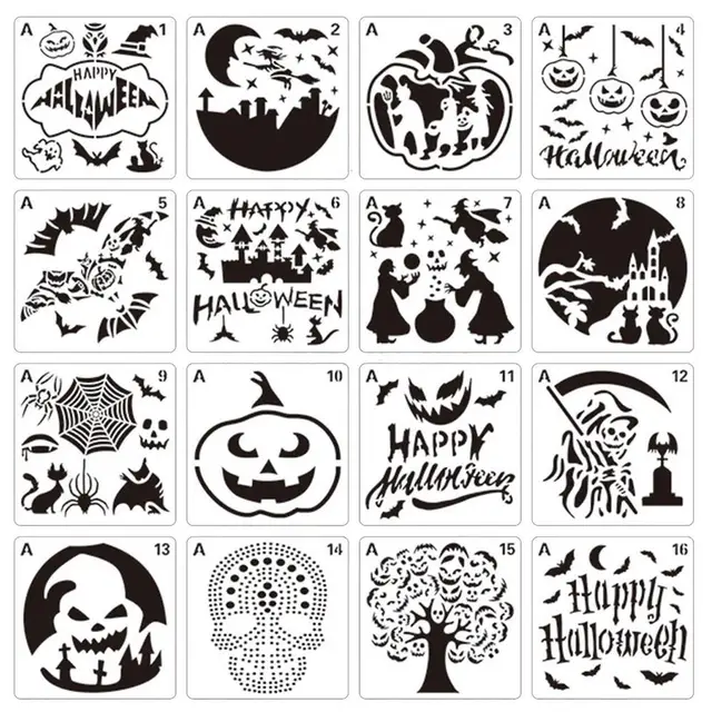 24x Abóbora Morcego Crânio Halloween Modelo Estêncil Desenho Estênceis 15cm  X 15cm Modelos De Pintura Estênceis Para Decoração De Madeira Telha -  Estêncil - AliExpress