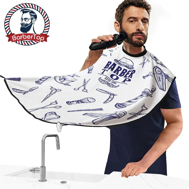 Фото Barbertop Мужской фартук для бритья бороды Уход за чистыми волосами взрослые нагрудники держатель для бритвы Органайзер для ванной подарок для мужчин №1