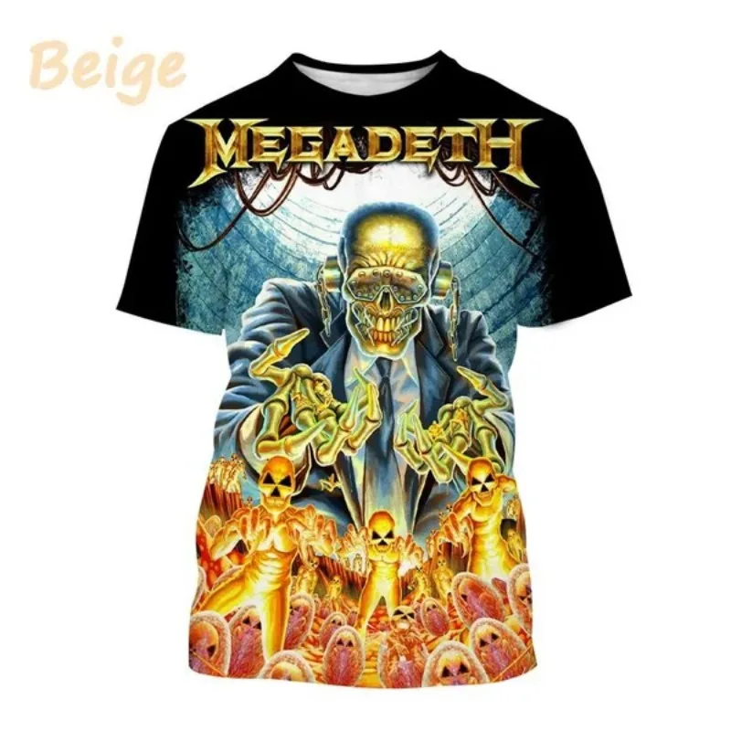 T-shirt Megadeth Heavy Metal - Impression 3D - Manches Courtes - Taille Régulière - Neuf Avec étiquettes