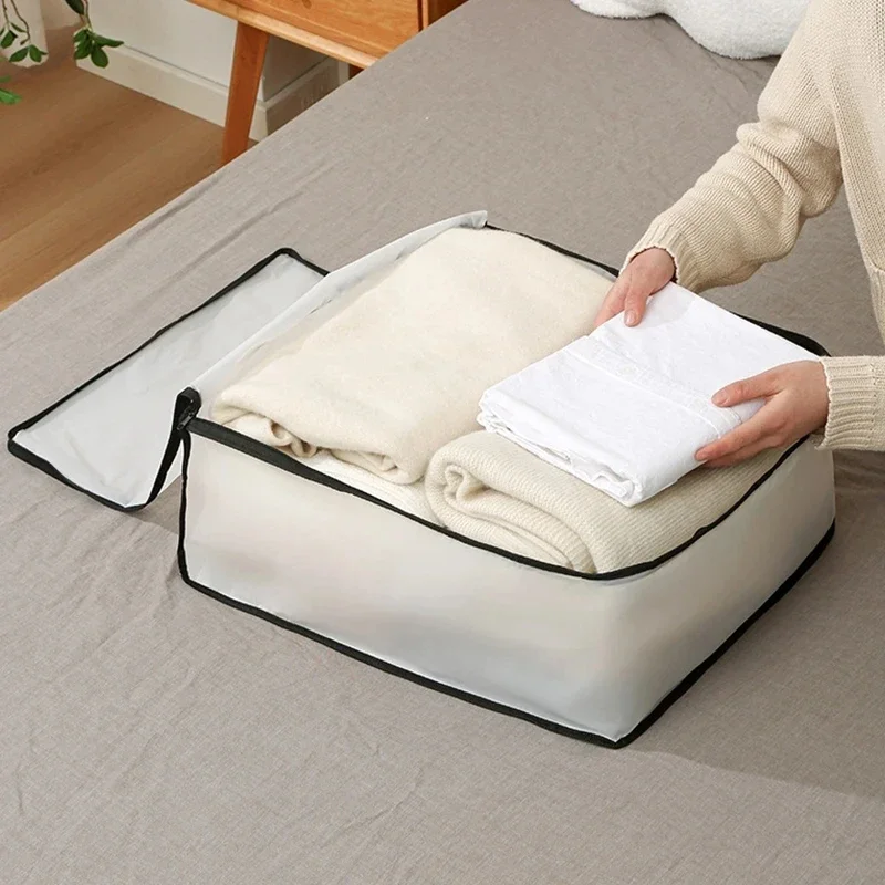 Clothes Cotton Quilt Storage Bag Large capacity transparent Quilt Organization Box PEVA Dust Proof Moving House Packaging Bag 3