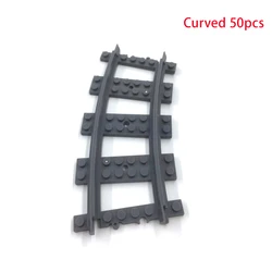 City Train Track Rail Building Blocks Set - 50 Pieces of Straight Rails for Kids' Classic Toy Collection (Curved 50pcs)