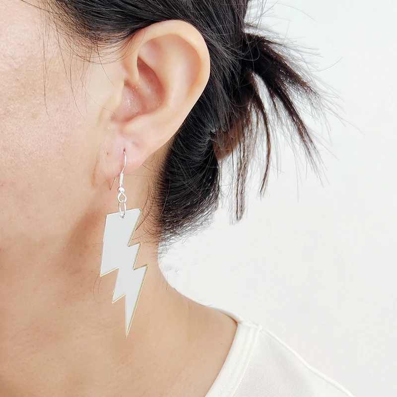 Acrylic Hollow Lightning Bolt Dangle Earrings 80s 90s Lightweight Vintage Acrylic Hollow Lightning Bolt Neon Dangle Drop Earrings For Women 80's Retro Party Jewelry Gifts, Acrylic, N/c