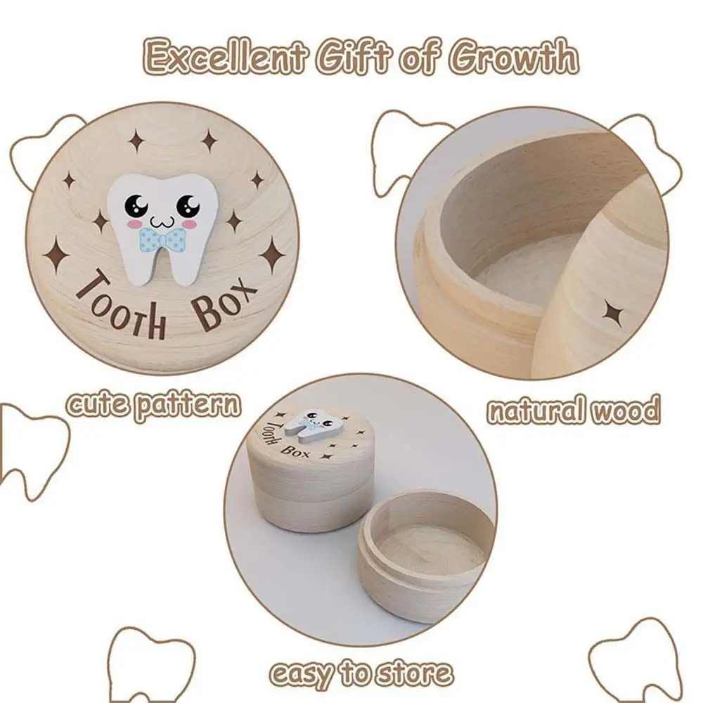 Wooden storage box Tooth box Wooden memorial box Wooden Milk Teeth Organizer Baby Tooth Box
