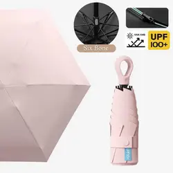 Enhanced Product Title: Ultralight Compact UV Protection Mini Umbrella - Portable Windproof Sunshade - 6K (Pink)
