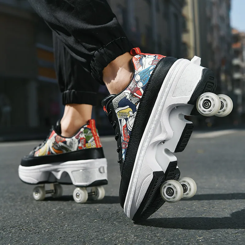 Patins à roulettes à déformation, 4 roues, chaussures de Skateboard, pour  enfants, filles et garçons, baskets unisexes - AliExpress