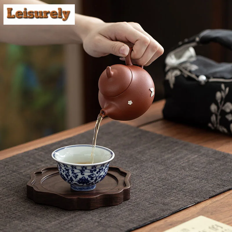 Silver-plated Purple Clay Travel Tea Set Kit Retro 1 Pot 1 Cups Household Tea Maker Organizer Portable Picnic Stock Bags Craft