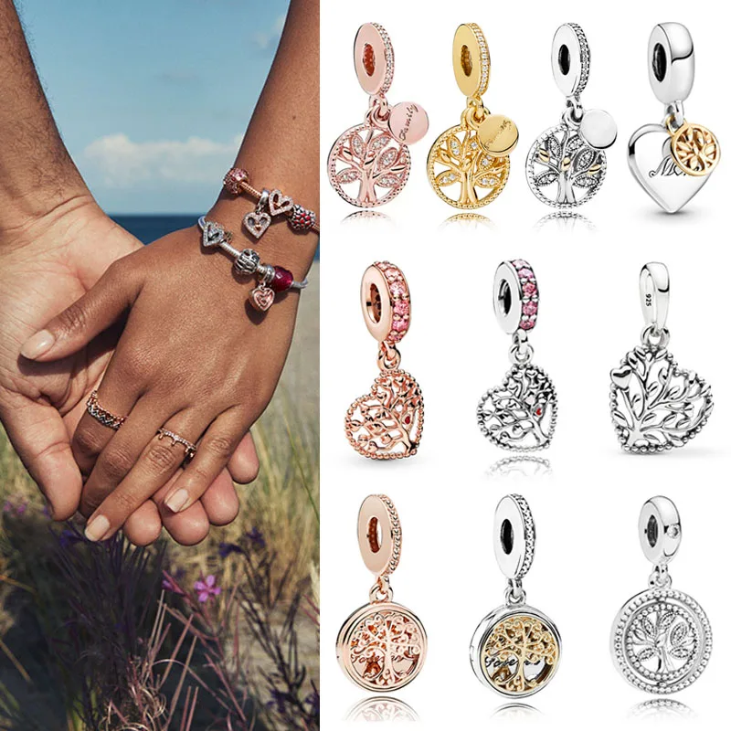 

100% 925 Sterling Silver Charm Silver Tree Of Life Pendant Fit Women Bracelet & Necklace Diy Jewelry