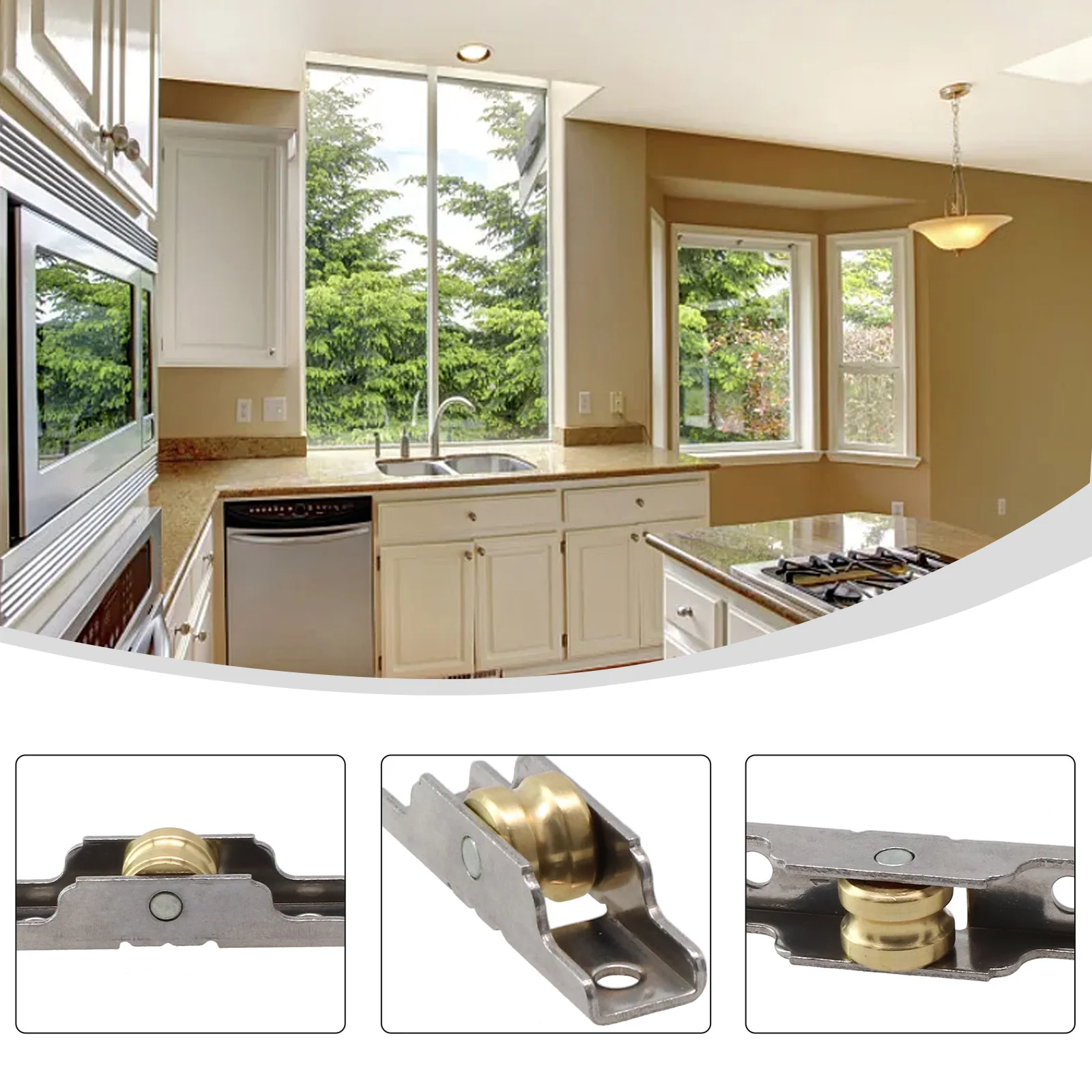 Stainless Steel Door Window Pulley Flat Slot Wheel Sliding Door Fittings Glass Sliding Rollers Screen Window Nylon Pulley