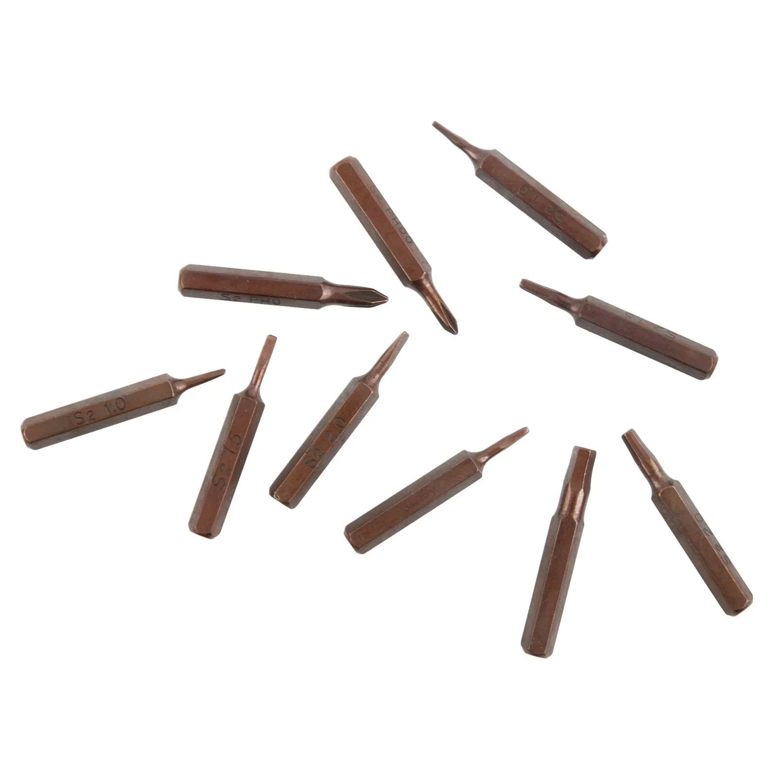 

Compact And Portable Screwdriver Bits, 10pcs 4mm Hex Shank Set, Grey And Bronze Color, Ideal For Repairing Small Parts