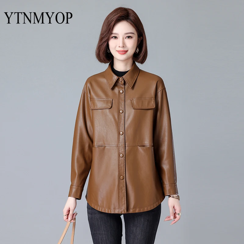 spring-and-autumn-clothing-belt-slim-fashion-leather-coat-woman-outwear-high-quality-m-3xl-loose-jacket-suede