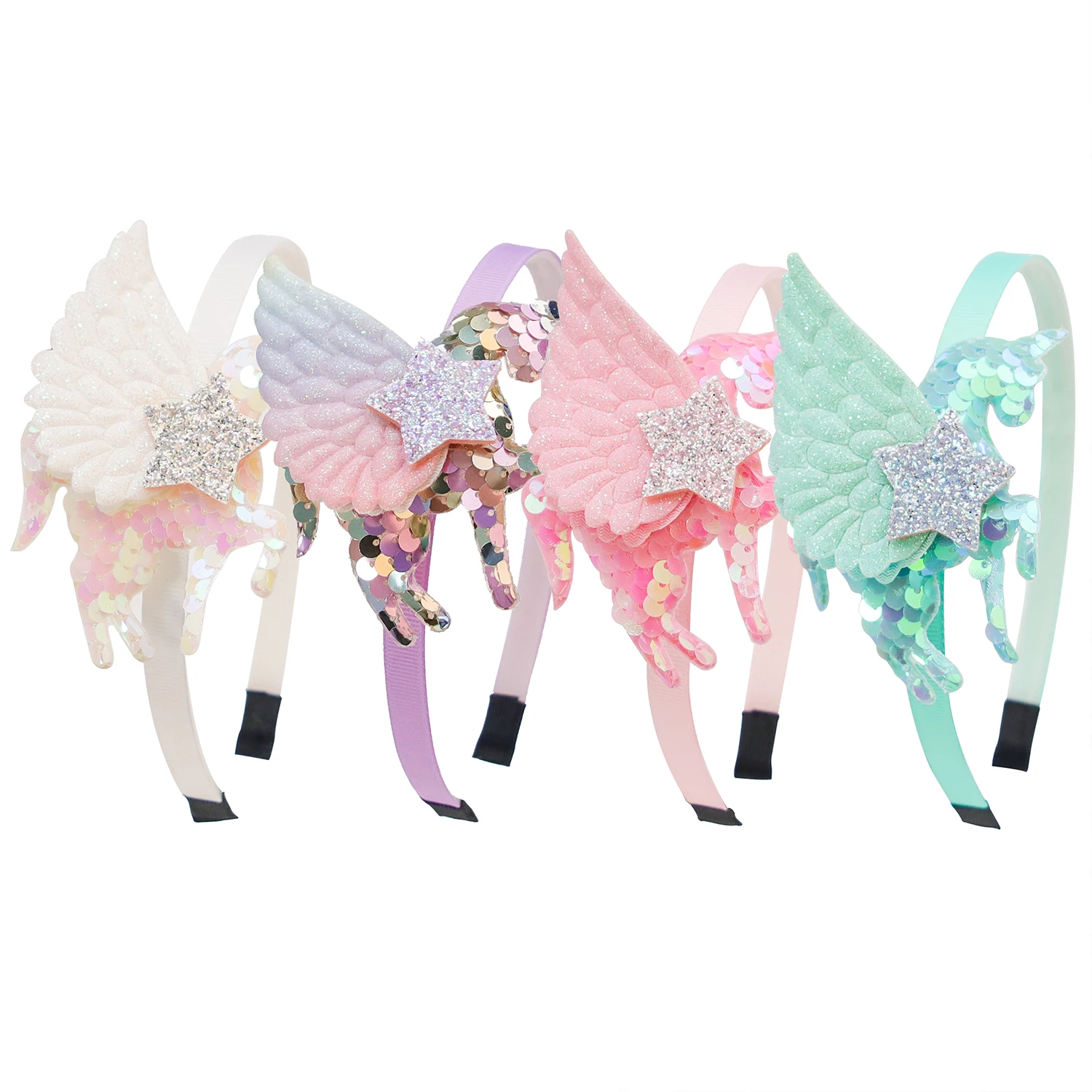Whimsical Sequin Unicorn Hairbands with Wings