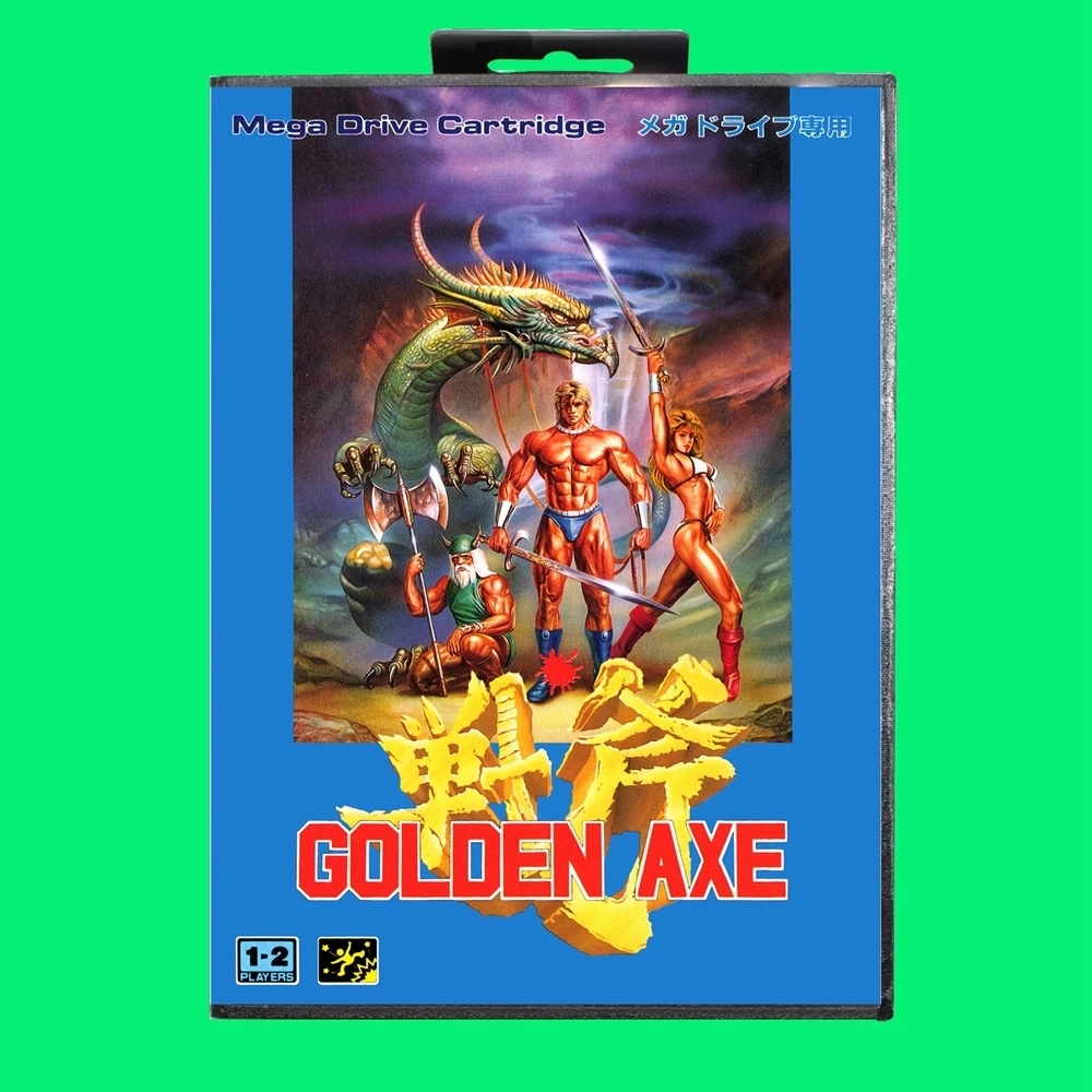 Golden Axe Game Cartridge 16Bit Md Game Card Con Jp Cover Retail Box Per Sega Mega Drive