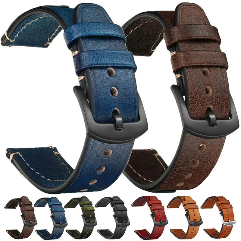 Cinturino In Vera Pelle Vintage Da 20Mm 22Mm Per Seiko Per Cinturino Omega Cinturino A Sgancio Rapido Cinturino Da Polso Di Ricambio Per Uomo Donna