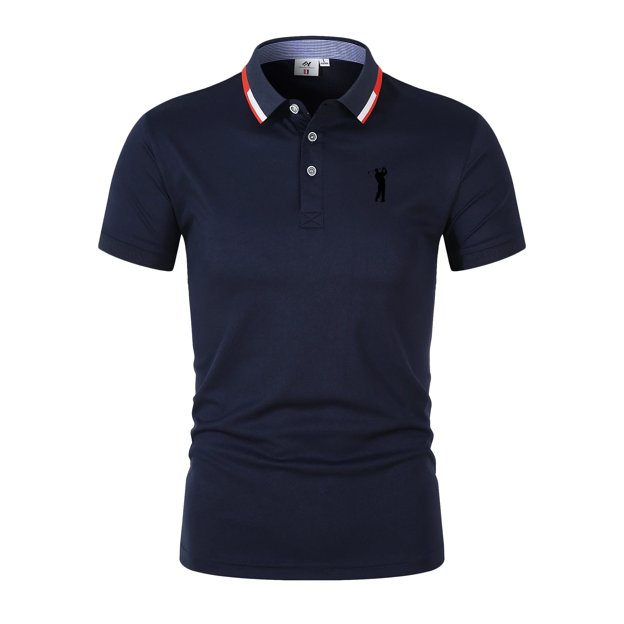 Golf Short Sleeve Polo T-shirt Office Spring Summer Classic Clothing Lapel Man Button Trim POLO Shirts Business And Leisure Tops