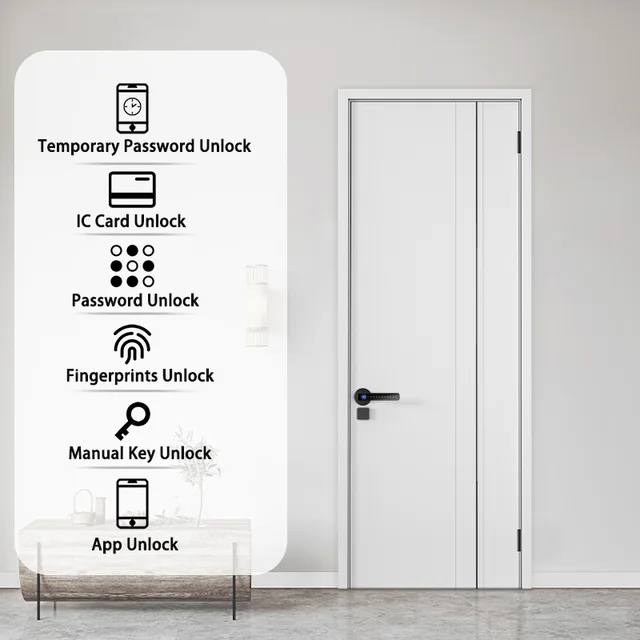 XSDTS M5 Tuya BLE Fingerprint Door Lock Digital Electronic Lock with Password/Key/IC Card/ Smartlife/ Tuya APP Unlock 3
