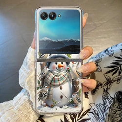 Festive Snowman Patterned Shockproof Clear Hard Folding Phone Case - Motorola Razr 60 Ultra (A937)